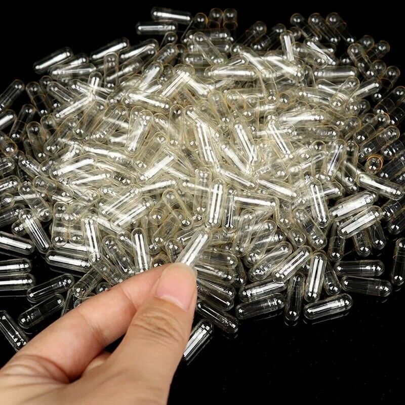 12x Clear Empty Capsules Size 0 1000's Pills Filling Powder Gelatin Clean Safe