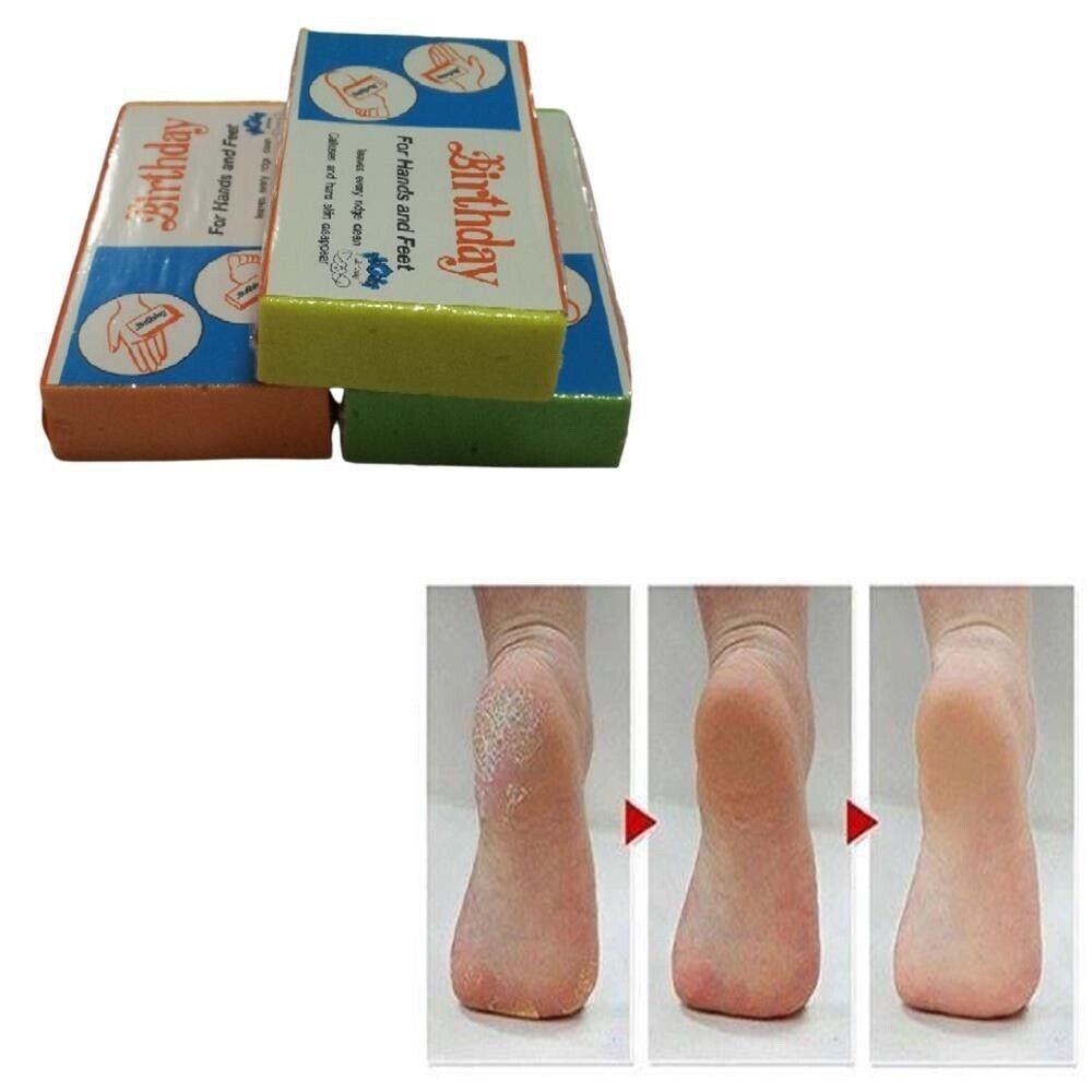12x Birthday Hands Feet Heels Scrub Sponge Remove Crack Skin (Assorted Colors)