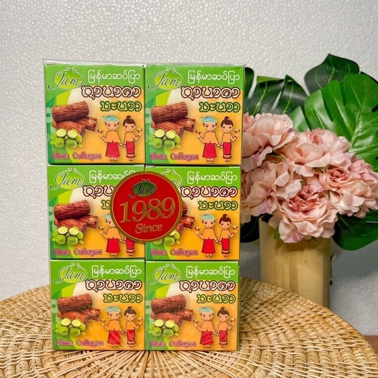 12x Jam Soap Tanaka Lemon Gluta Collagen Brightening Face Body Natural Thai 65 g