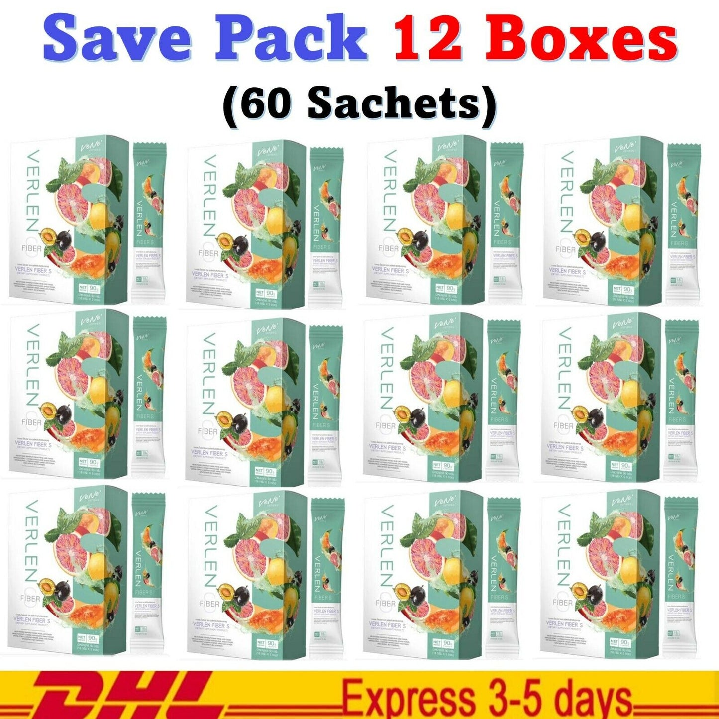 12x VerLen Fiber Dietary Supplements Natural Detox Colon Cleanse Fat Cadiant