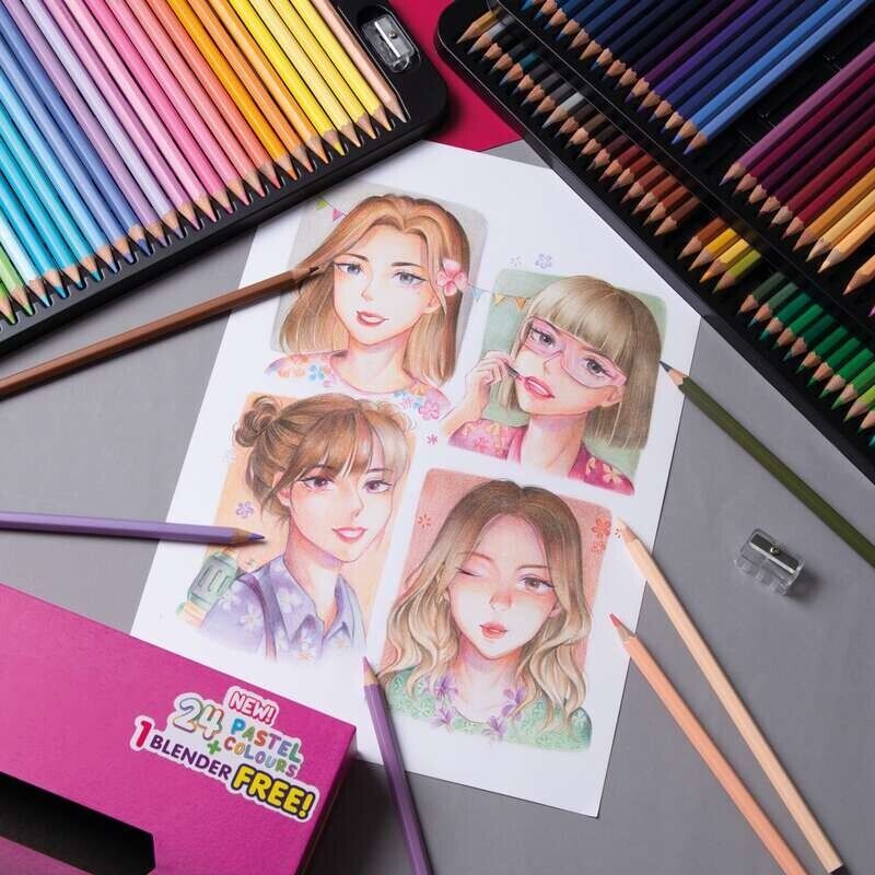 Master Art Colored Pencils Box Set 124 Colors Coloring Drawing Art Painting Long