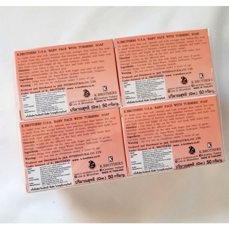 12x K. Brothers Baby Face with Turmeric Whitening Soap Skin Brightening Body 50g