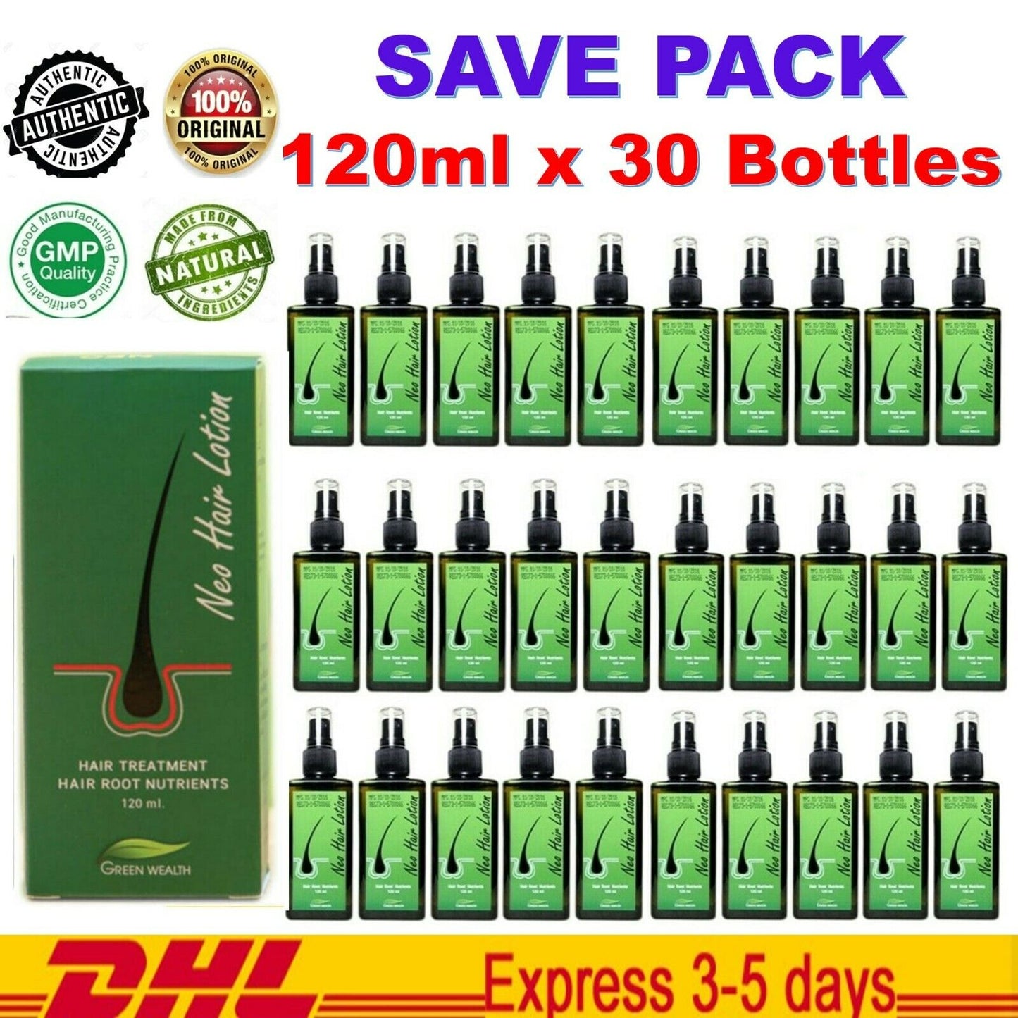 30x Neo Hair Authentic Green Wealth Lotion Original Product from Manufacture DHL