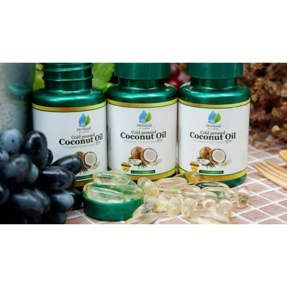 10x Mermaid Cold Pressed Coconut Oil Pure Organic Virgin Thai Premium 40 capsule