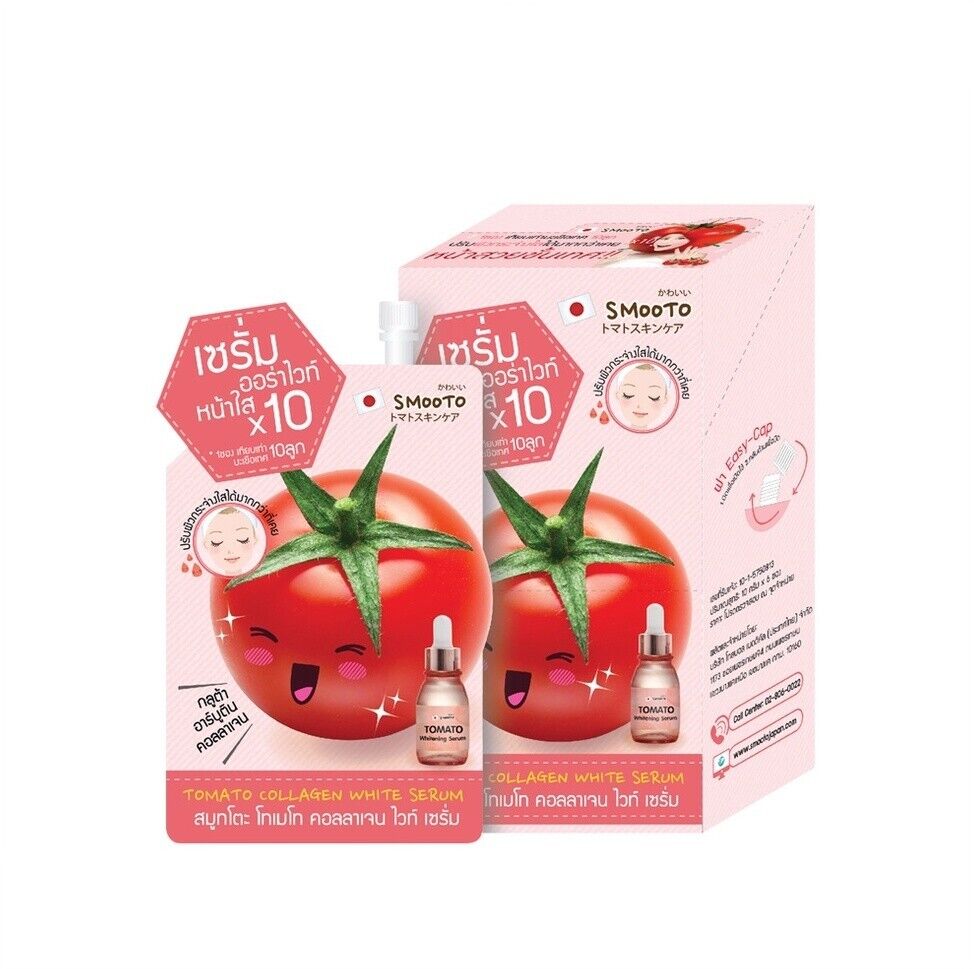 12x Smooto Tomato Collagen White Serum for Bright Skin Reduce Dark Spots 10g