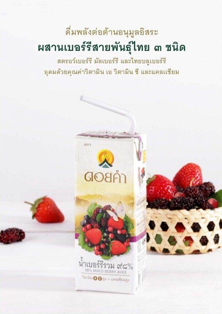 12x Doi Kham Juice Mixed Berry, Strawberry, Tomato High Vitamins Drink Smoothies