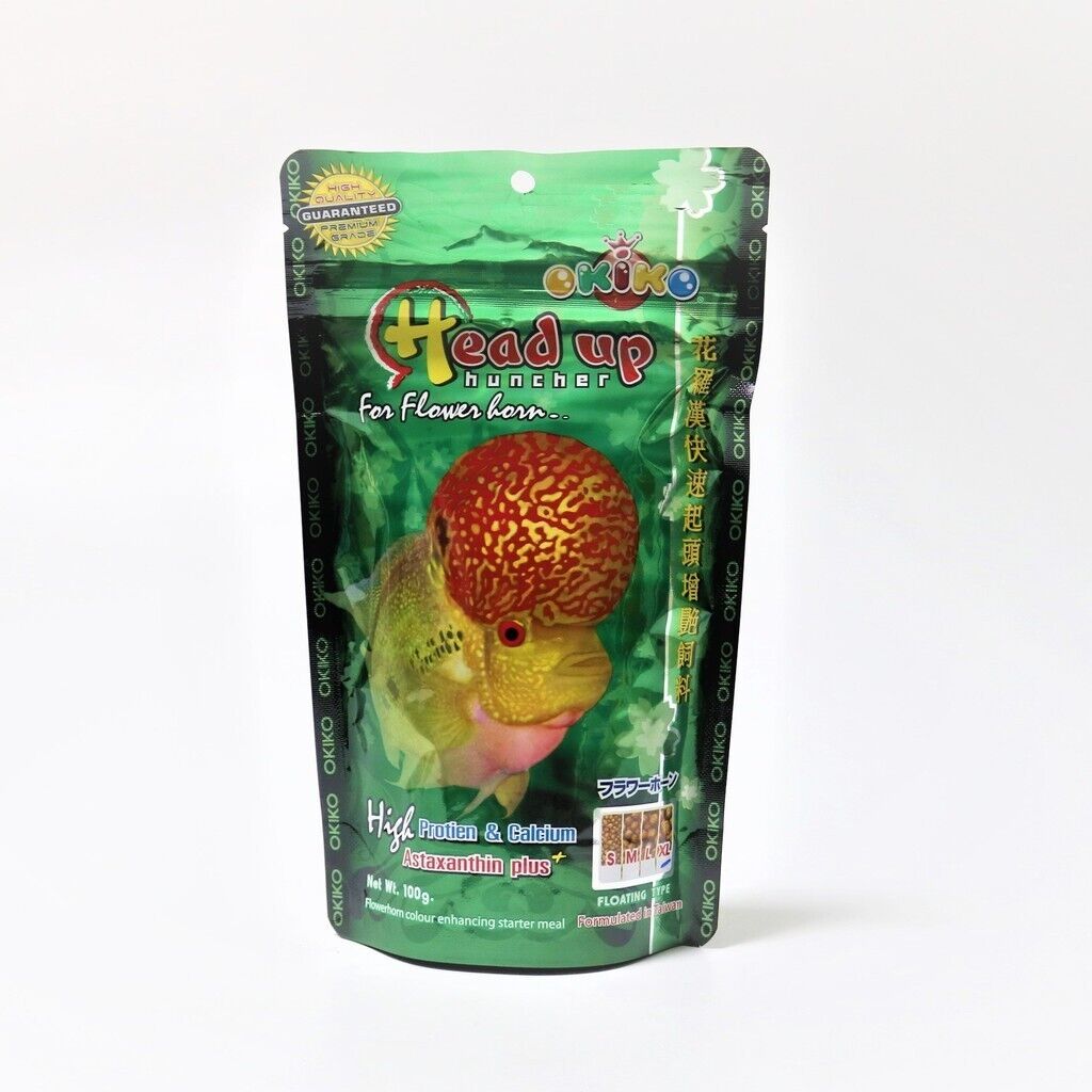 12x Okiko Head Up Cichlid Flowerhorn Hump Fish Food Floating Pellet Size M 100 g
