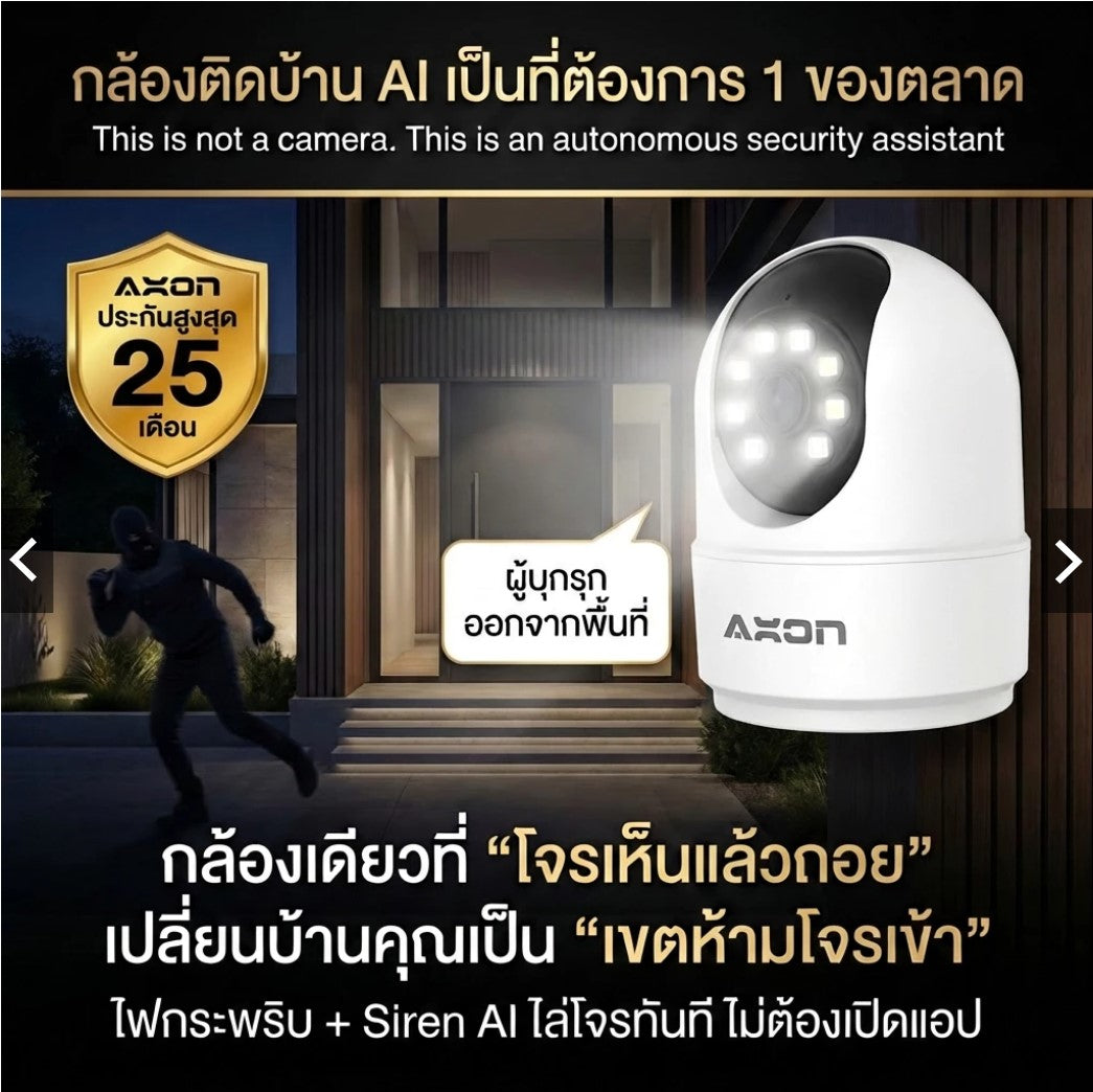 Axon IP Home Shield Security Camera, 24-hour Color Video, WIFI Support, Audio Alerts, Two-way Communication Directions; 2-year warranty. 128 gb