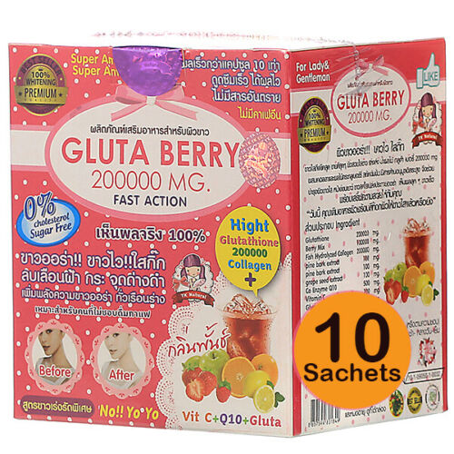 Gluta Berry Glutathione 200000 mg Drink PUNCH Reduce Freckles Whitening Skin