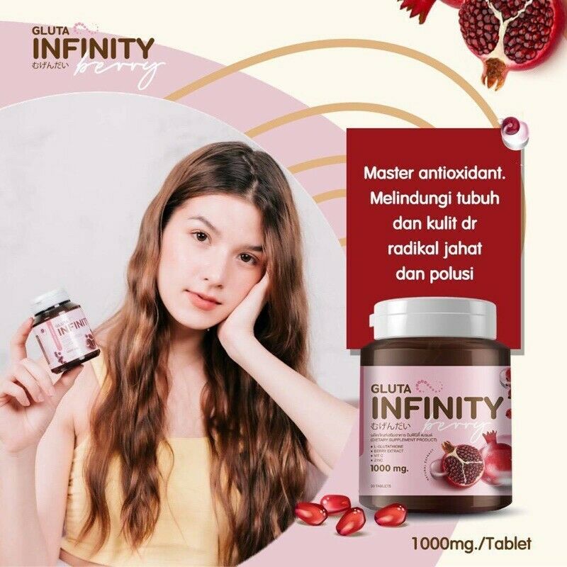 Gluta Infinity Berry 1000 mg 17 natural Whitening Supplement 30 Tablets