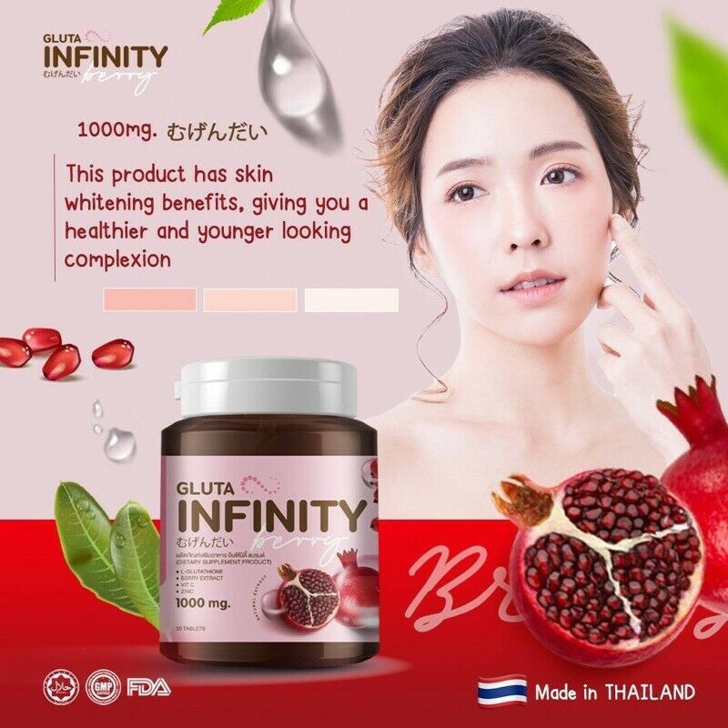 Gluta Infinity Berry 1000 mg 17 natural Whitening Supplement 30 Tablets