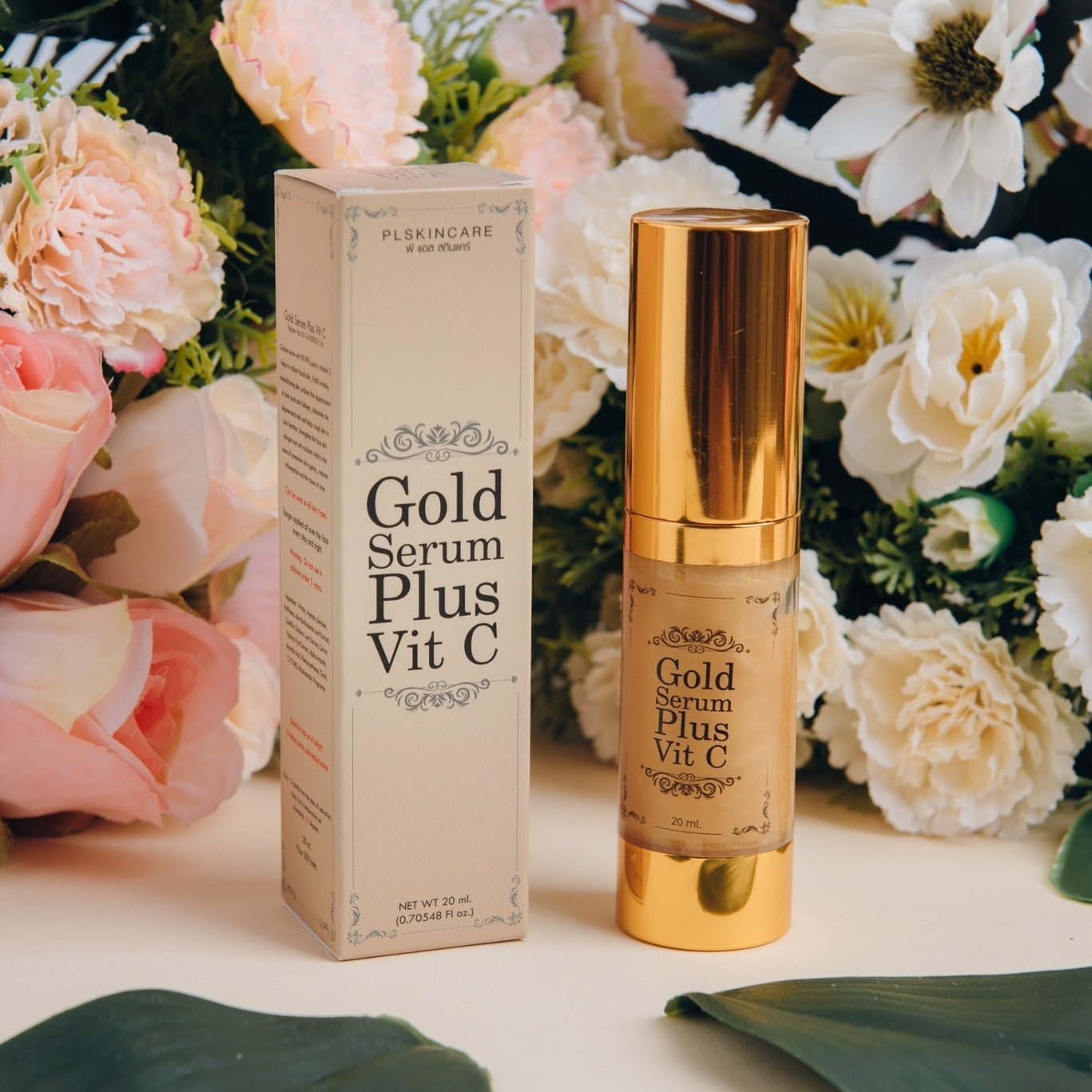 Gold Serum Plus Vitamin C Whitening For Face Smooth Need to Detox Skin 20 ml.