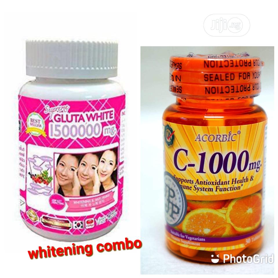 Supreme Gluta White Glutathione Acorbic Vitamin C 1000mg Whitening Skin 8 Set