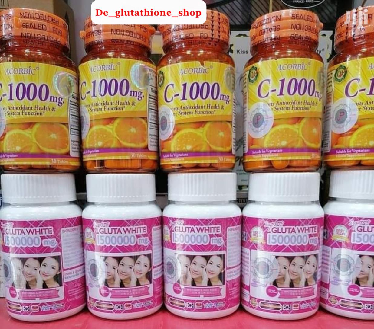 Supreme Gluta White Glutathione Acorbic Vitamin C 1000mg Whitening Skin 8 Set