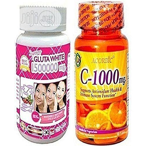 Supreme Gluta White Glutathione Acorbic Vitamin C 1000mg Whitening Skin 8 Set