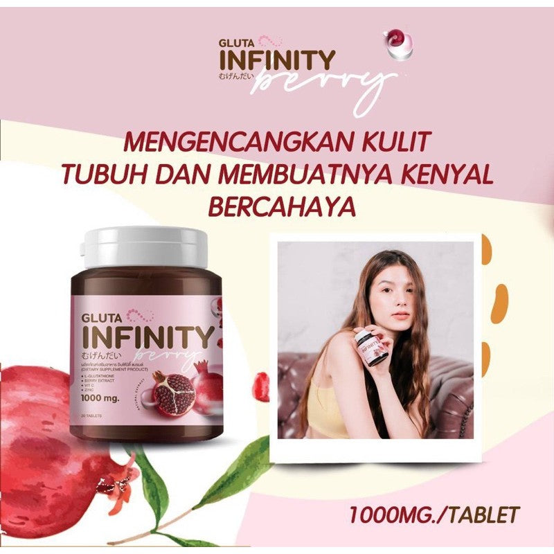 Gluta Infinity Berry 1000 mg 17 natural Whitening Supplement 30 Tablets