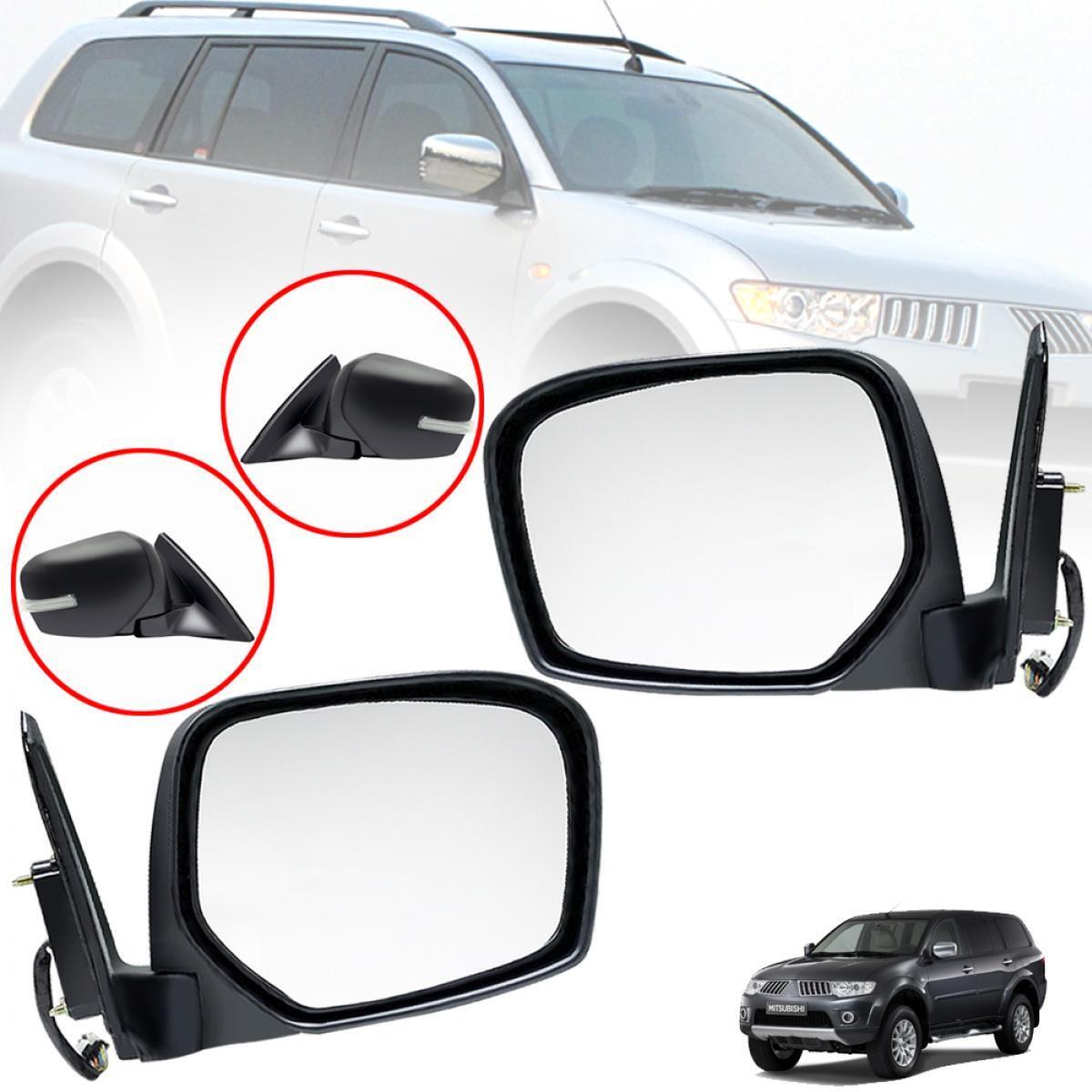 For Mitsubishi Pajero Sport 09-14 Side Door Mirror Black LR Set 7 Electric Wires