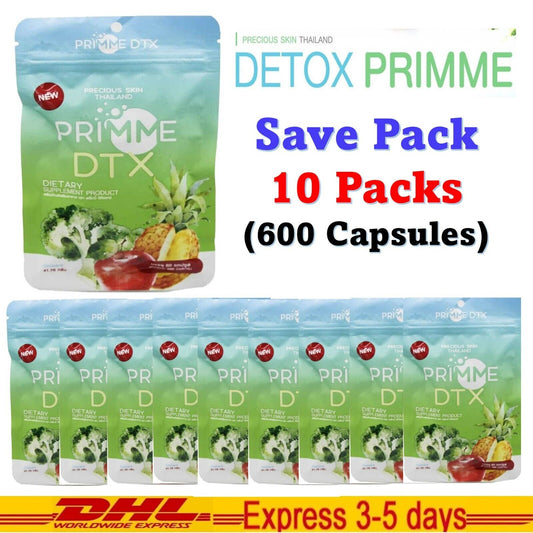 10x Primme Detox High Fiber Weight Management DTX Slim From Veggies 600 Capsules