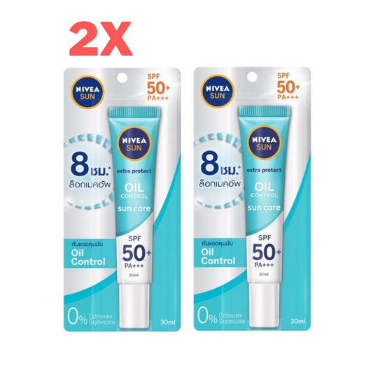 2x Nivea Sun Care Extra Protect Oil Control Serum SPF50+PA+++ Make Up Cover 30ml
