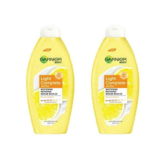 2 x Garnier Body Light Complete Extra Whiten Repairing Serum Milk UV Lotion 120g