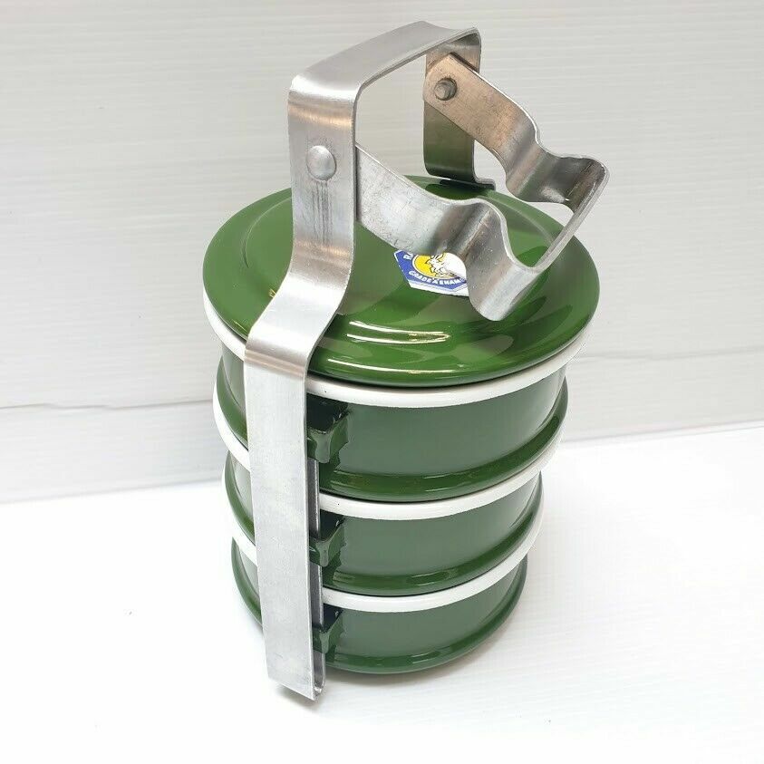 Thai Enamel Tiffin Lunch Box Food Carrier Container Pinto Bento Enamelware