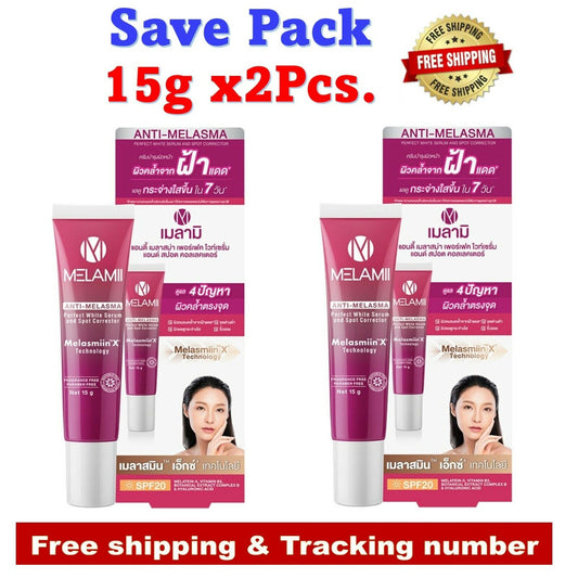 2x Melamii Anti-Melasma Cream SPF 20 Paraben-Free Reduce Freckles Blemishes 15g