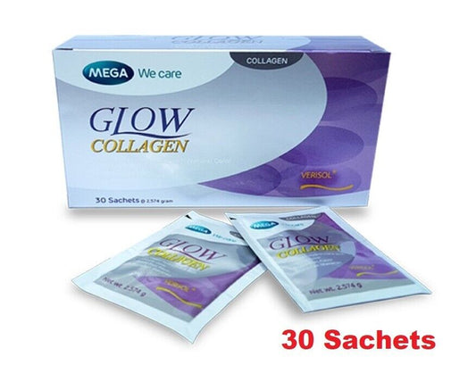 Mega We Care Glow Collagen Supplements Anti-Aging Skin Radiant Strong 30 Sachets