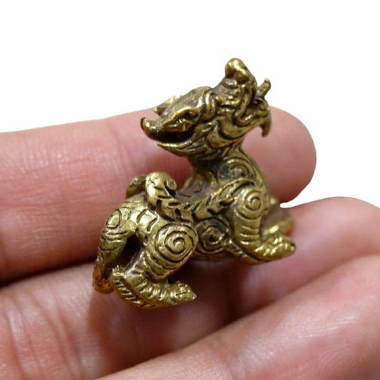 Brass Lucky Animal Pi Xiu Lion Dragon Fortunate Money Statue Talisman Fetish