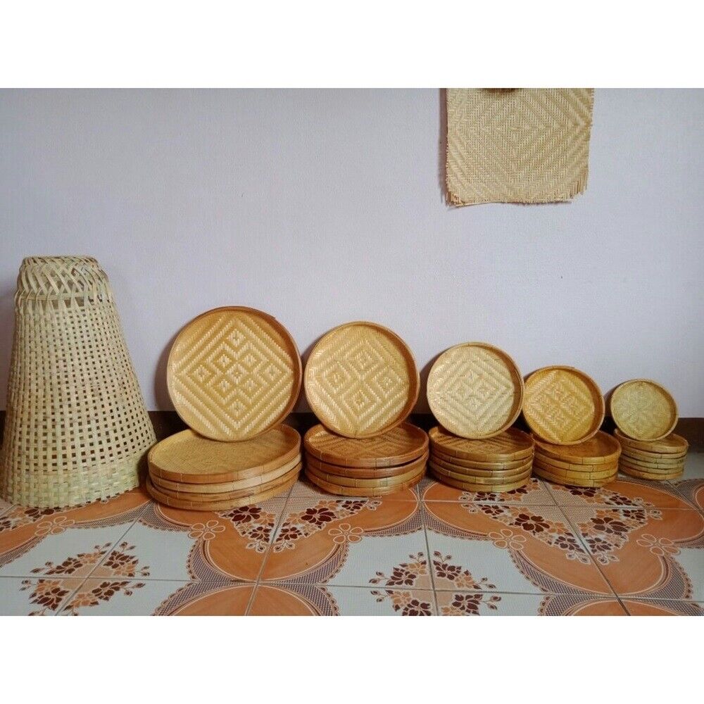 10 Basket Bamboo Handcraft Home D?cor Versatile Threshing Weave Sushi Food Tray