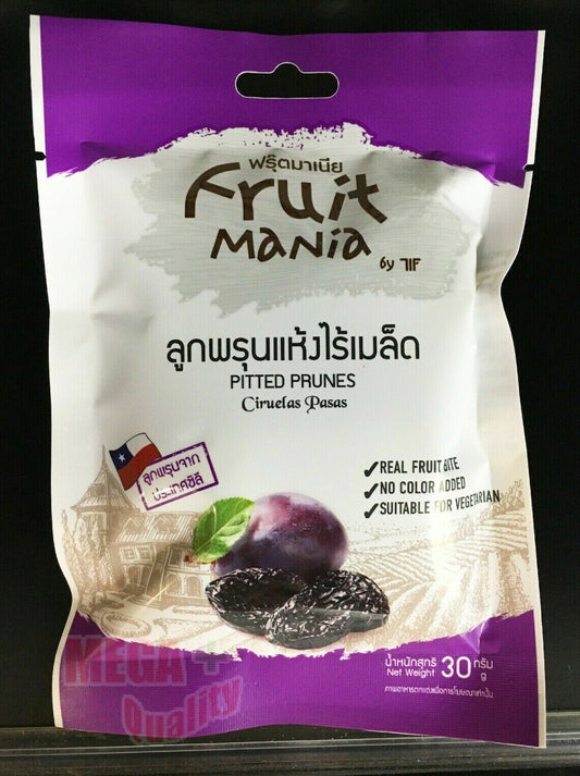Pitted Prunes Ciruelas Pasas Fruit Mania Natural Real Bite Vegetarian Chile 30g.