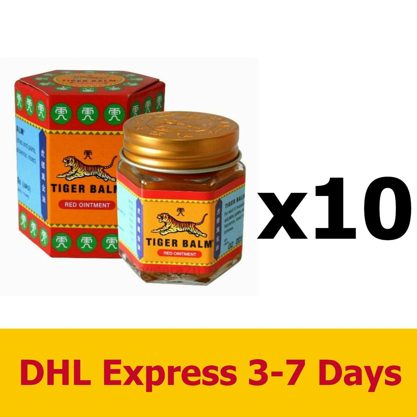10x30g Red Tiger balm Pain Relief Ointment Muscular Aches Pain Thai Herbal Care
