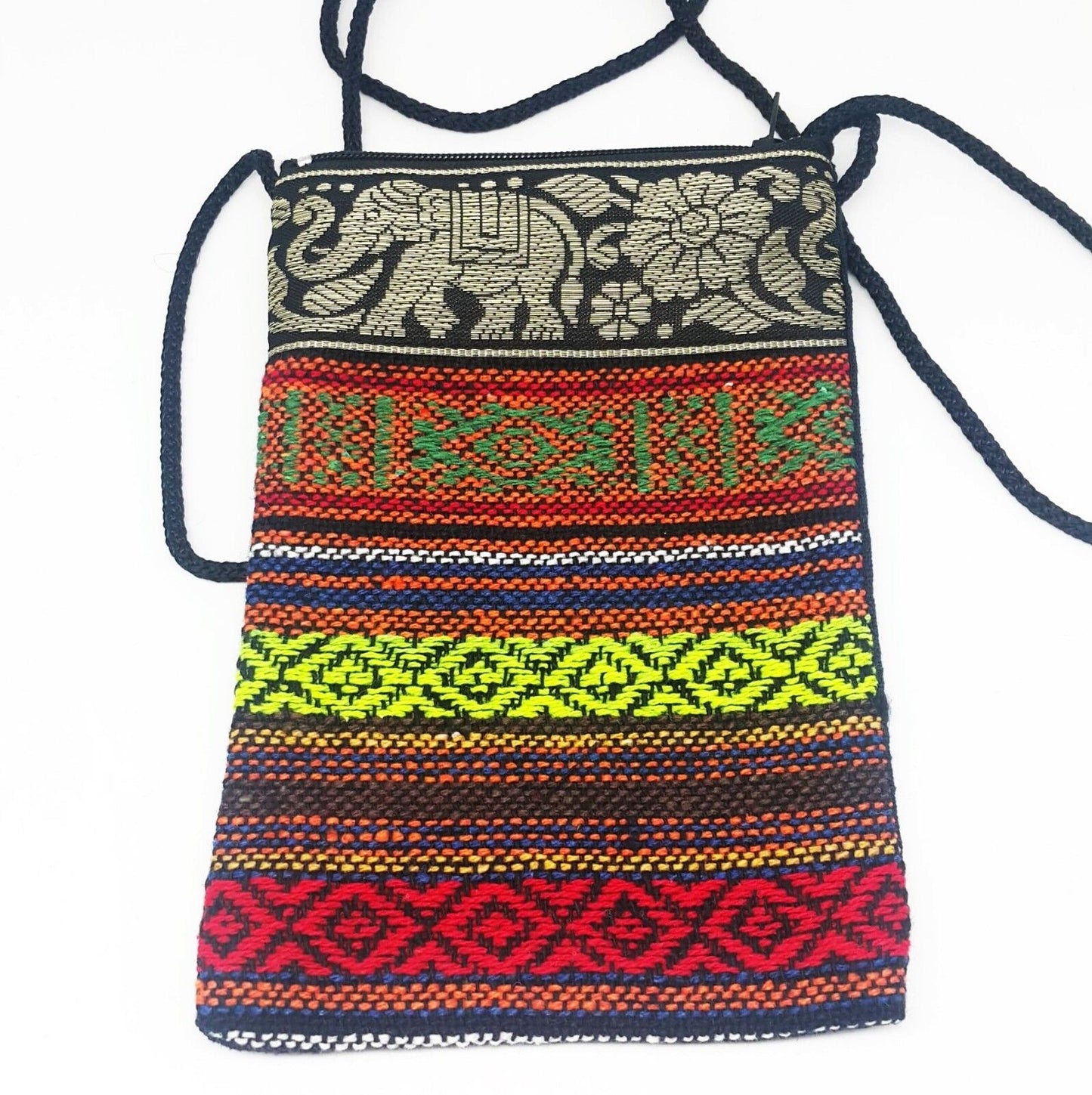 100Pcs Thai Elephant Fabric Bag Shoulder Cross body Wallet Purse Zip Wholesale
