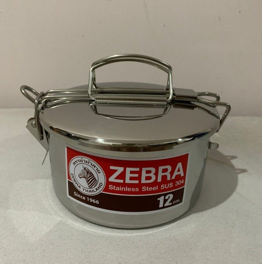Tiffin Zebra Stainless Steel Food Lunch Box Pinic Bento Carrier 1 tier Lid Snap