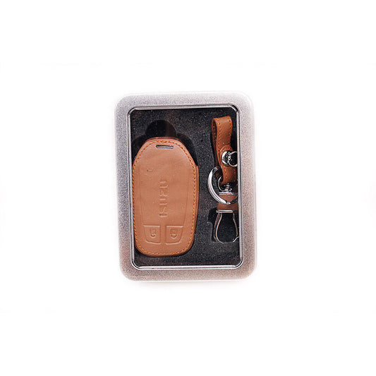 Brown Leather Car Remote Control Key Shell Case For 12+ Isuzu Dmax MU-X MU X