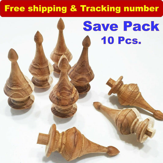 10Pcs Teak Wooden Finial Antique Furniture Unpainted Home Decor DIY Home Decor