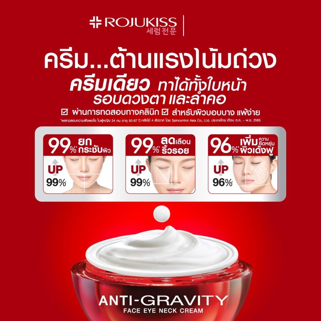 Rojukiss Face Eye Neck Cream Anti Gravity Aging Wrinkles Lifting Firm Skin 30 ml