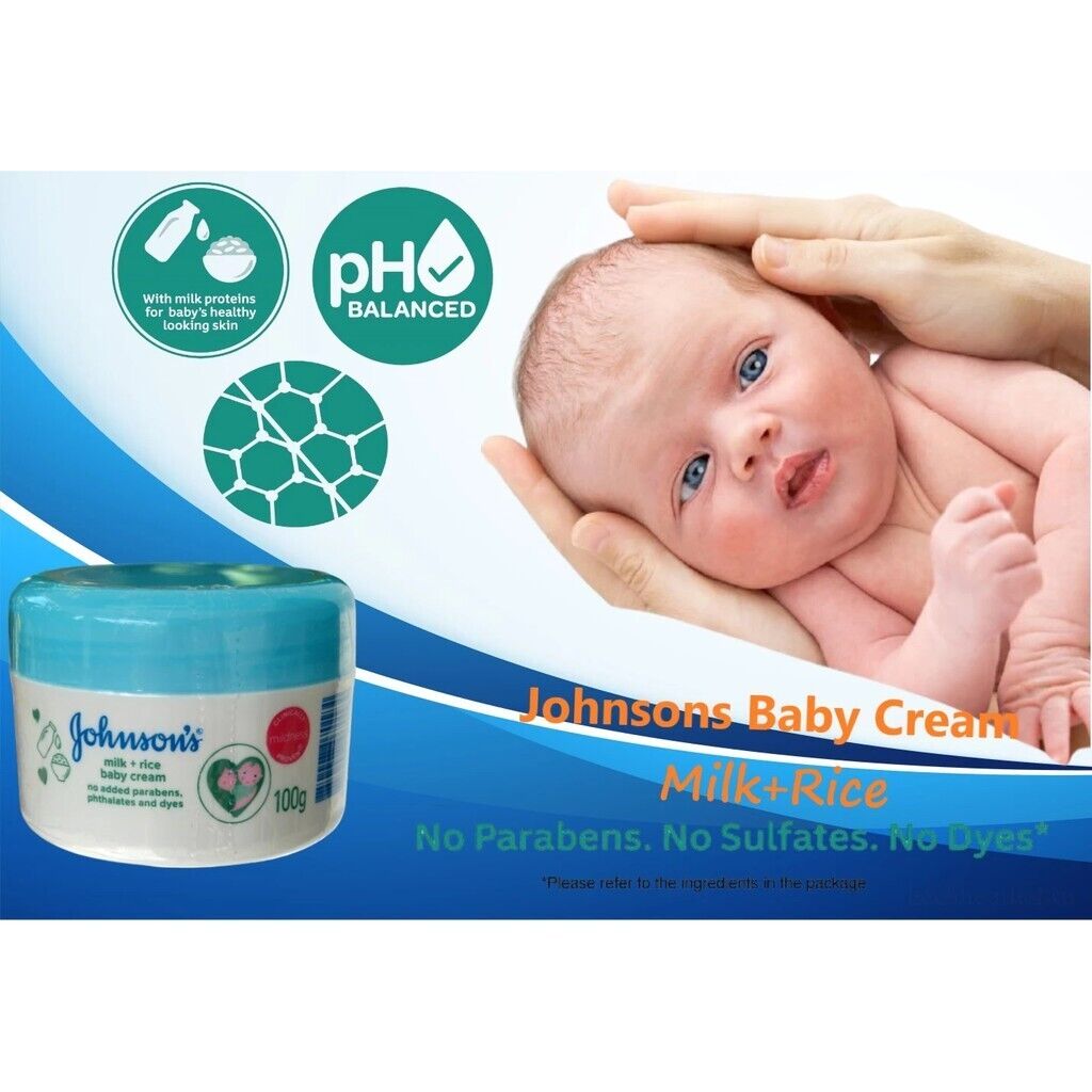 6x Johnson's Milk Rice Baby Cream for Sensitive Skin Moisturizing Nourish 100g