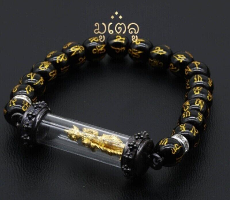Rare Takrut Thao Wessuwan Lucky Thai Amulet Buddha Pendant Yant Charm Bracelet