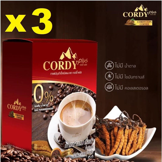 3X Instant Coffee Cordy Plus Cordyceps Gojiberry Collagen Herb Drink No Sugar