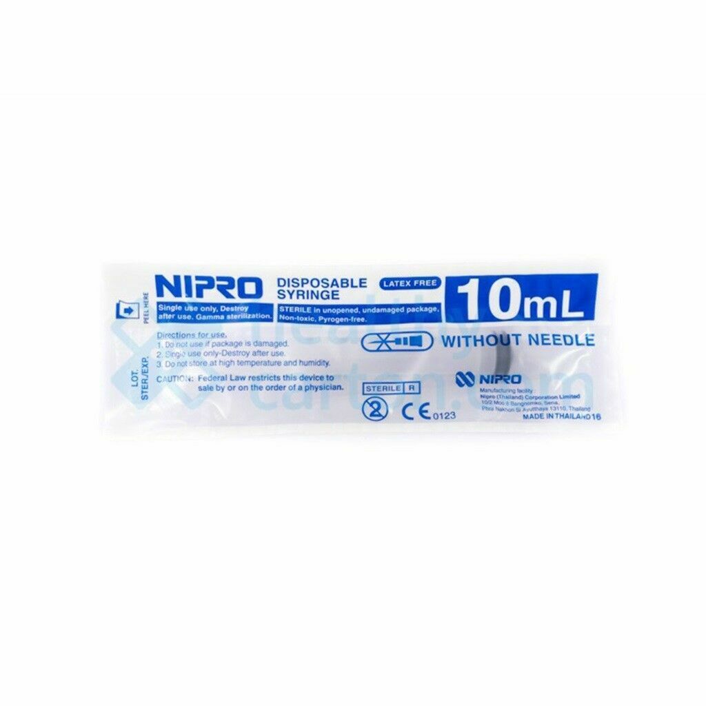 NIPRO DISPOSABLE SYRINGE LATEX FREE HIGH QUALITY WITHOUT NEEDLE 10 ML