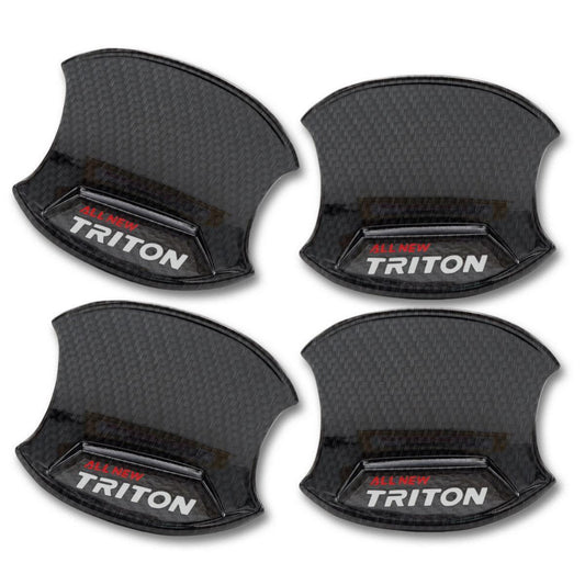 4 Door Handle Bowl Cover Black Carbon Fit Mitsubishi Triton L200 15-22 Pickup MQ