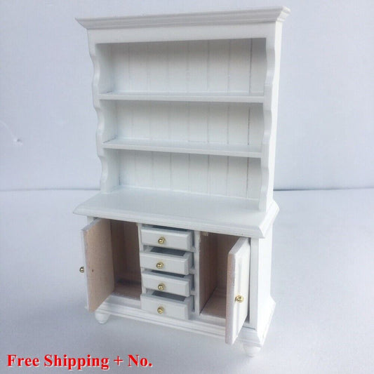 Wood White Cabinet Craft Handcraft Vintage Furniture Show Collectibles Miniature