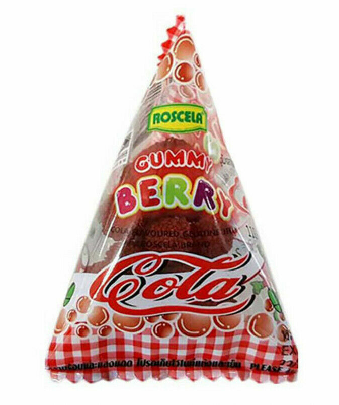 12 x Roscela Gummy Berry Cola Flavoured Gelatine Jelly Soft Sweet CHEWING 15g.