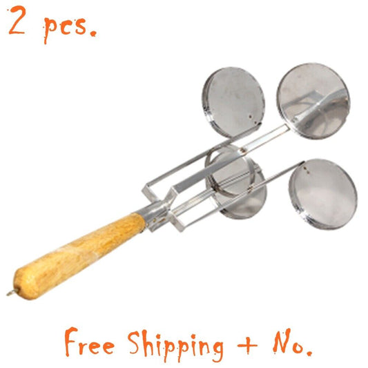 2 pcs. Sweet Fried Peanut Tua Tod Mold Kitchenware Traditional Dessert Silver