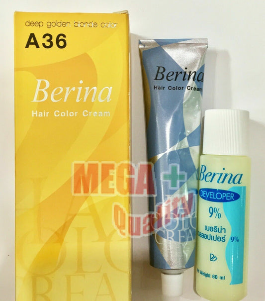 Berina Permanent Hair Dye Color Colour Cream Punky Punk A36 Deep Golden Blonde