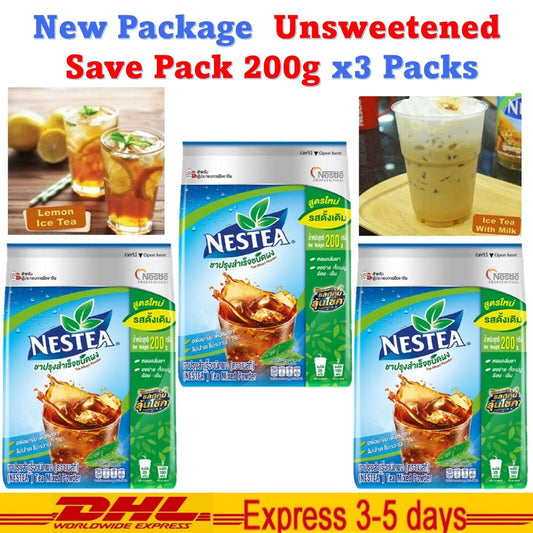 3x Bag 200g Nestea Unsweetened Instant Tea Powder Easy Brew Dissolve Instantly
