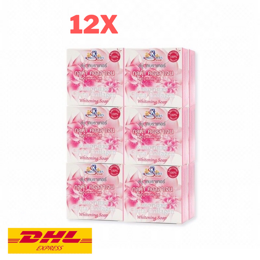 12x K. Brothers Gluta Collagen Whitening Soap Reduce Dark Spots Acne Bright 60g