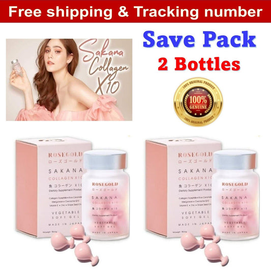 2x ROSEGOLD SAKANA COLLAGEN X10 Fish Softgels Anti Aging Skin Acne Smooth Clear