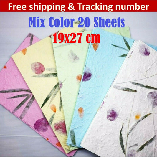 Mulberry Paper Sheet Flowers of Pressed Botanical Handmade Craft Mixed Color