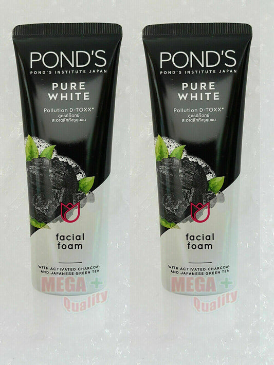 2 x PONDS PURE WHITE DEEP CARBON FACIAL FOAM FACE WASH 50 g.